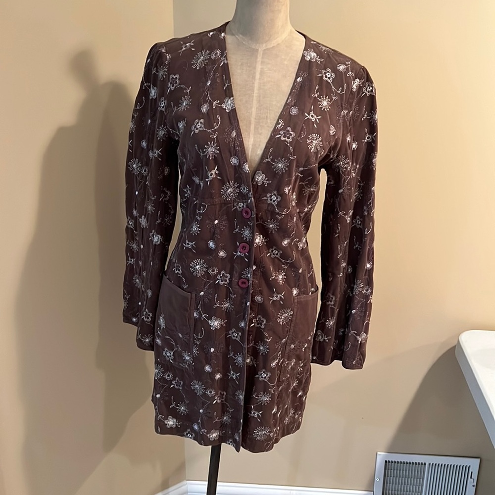 Johnny Was Embroidered Corduroy Coat